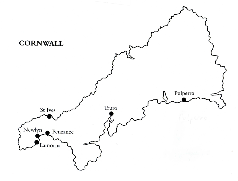 Map of Cornwall - Newlyn School Artists